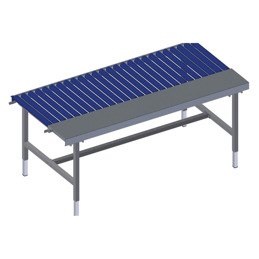 Rocholz Höhenverstellbarer Packtisch SYSTEM 2000, Rollenbahn, manuell, Arbeitsfläche, HxBxT 710–960 mm x 1955 mm x 920 mm Produktabbildung Nr. 2: Rocholz Höhenverstellbarer Packtisch SYSTEM 2000, Rollenbahn, manuell, Arbeitsfläche, HxBxT 710–960 mm x 1955 mm x 920 mm