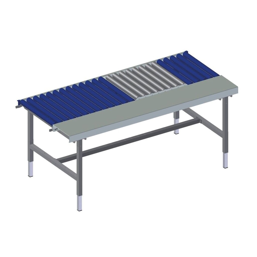 Rocholz Höhenverstellbarer Packtisch SYSTEM 2000, Rollenbahn, manuell, Arbeitsfläche, eichfähige Waage, HxBxT 690–960 mm x 1955 mm x 920 mm Produktabbildung: Rocholz Höhenverstellbarer Packtisch SYSTEM 2000, Rollenbahn, manuell, Arbeitsfläche, eichfähige Waage, HxBxT 690–960 mm x 1955 mm x 920 mm