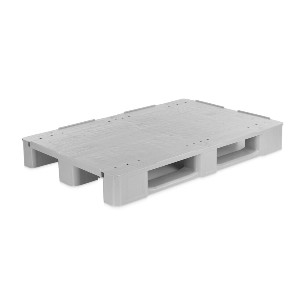 Produktabbildung: Alpha EURO-Kunststoffpalette, Polyethylen, geschlossenes Oberdeck, 2 Kufen und 3 Füße, grau