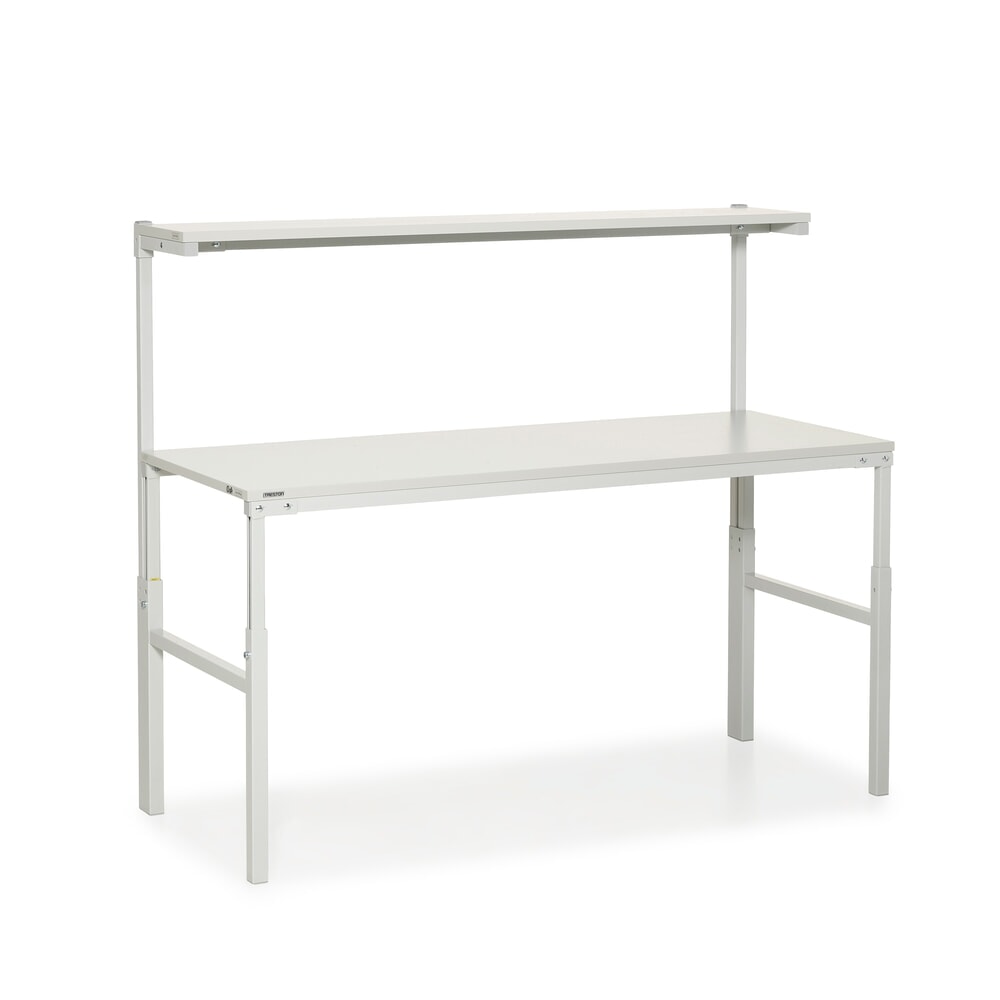 Produktabbildung: TRESTON Arbeitstisch mit Etagenbord, höhenverstellbar, TK 300 kg, BxT 1.800 x 900 mm