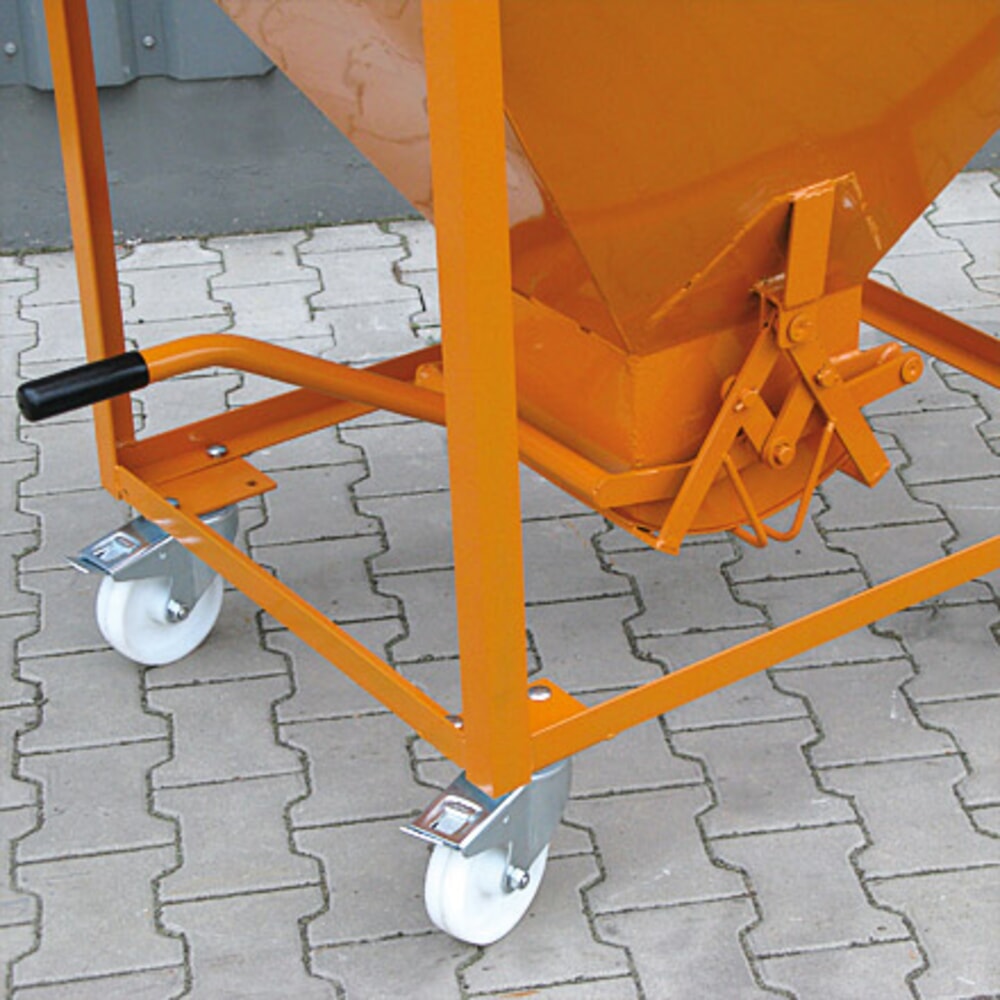 Produktabbildung Nr. 3: Eichinger® Silobehälter auf Rollen, mittigem, per Hebel bedienbarem Auslauf, 300 Liter, reinorange