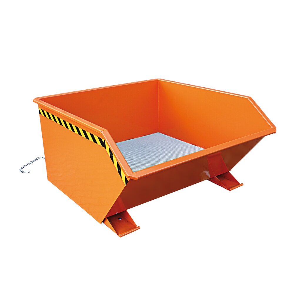 Produktabbildung: Eichinger® Spänebehälter mit Lochblech-Boden und Ablasshahn, 1000 kg, 300 Liter, reinorange