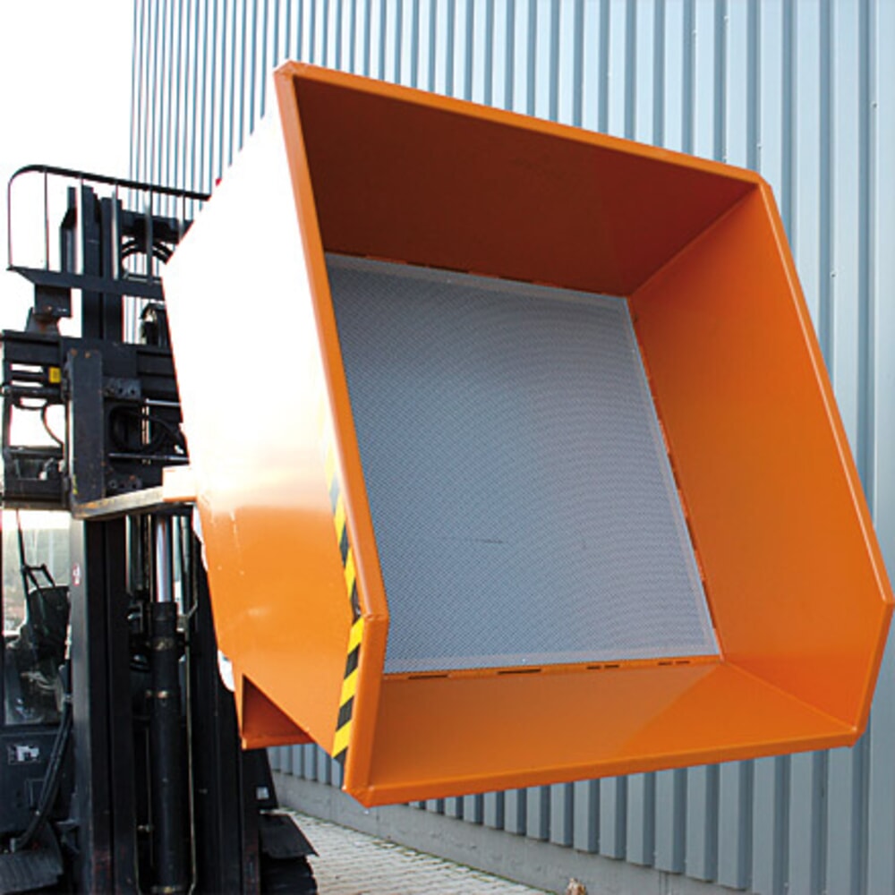 Produktabbildung Nr. 5: Eichinger® Spänebehälter mit Lochblech-Boden und Ablasshahn, 1000 kg, 300 Liter, reinorange