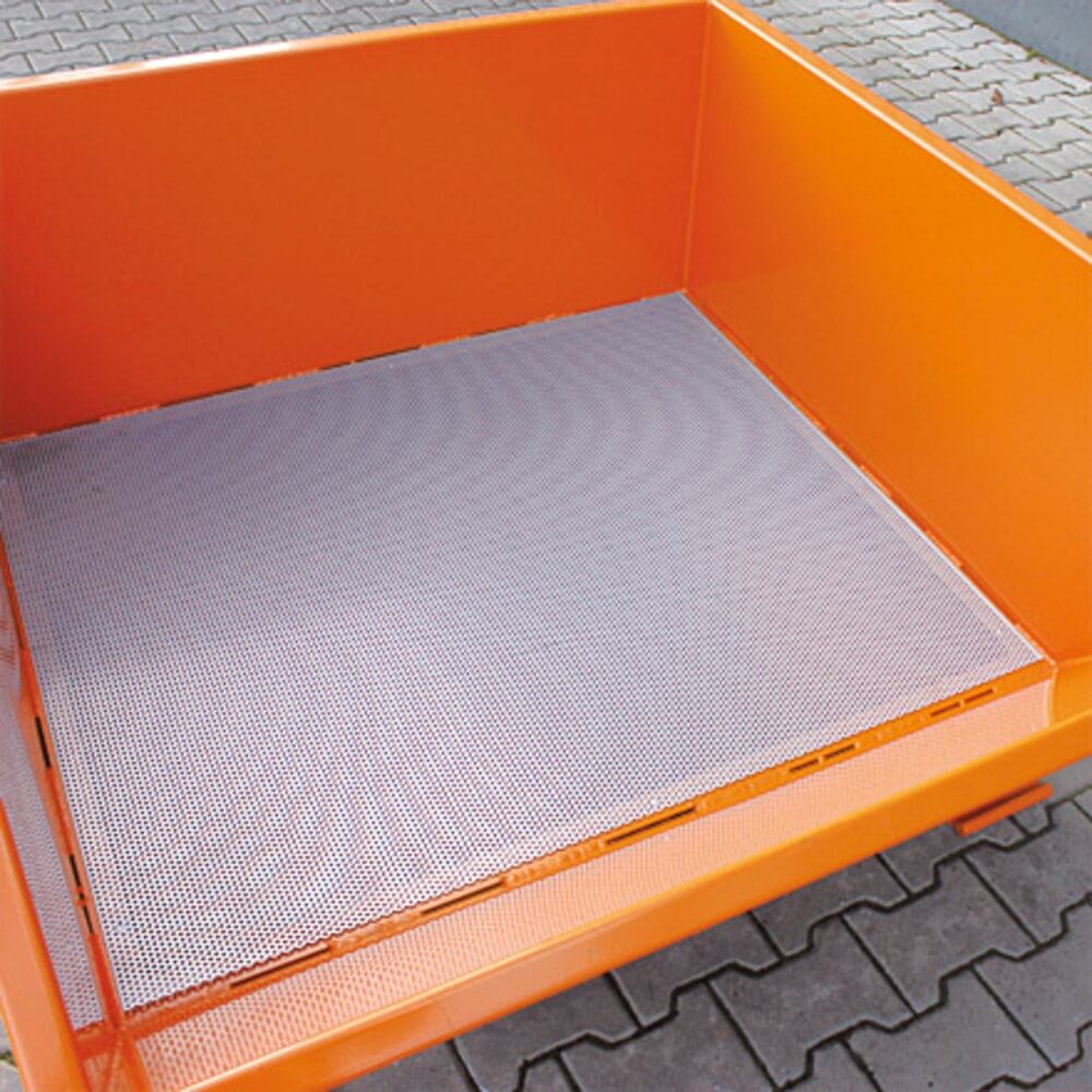 Produktabbildung Nr. 6: Eichinger® Spänebehälter mit Lochblech-Boden und Ablasshahn, 1000 kg, 300 Liter, reinorange