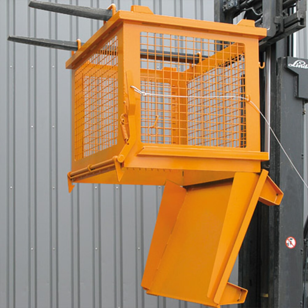 Produktabbildung Nr. 4: Eichinger® Gitter-Kippbehälter mit entriegelbarer Bodenklappe, 500 kg, 1000 Liter, reinorange