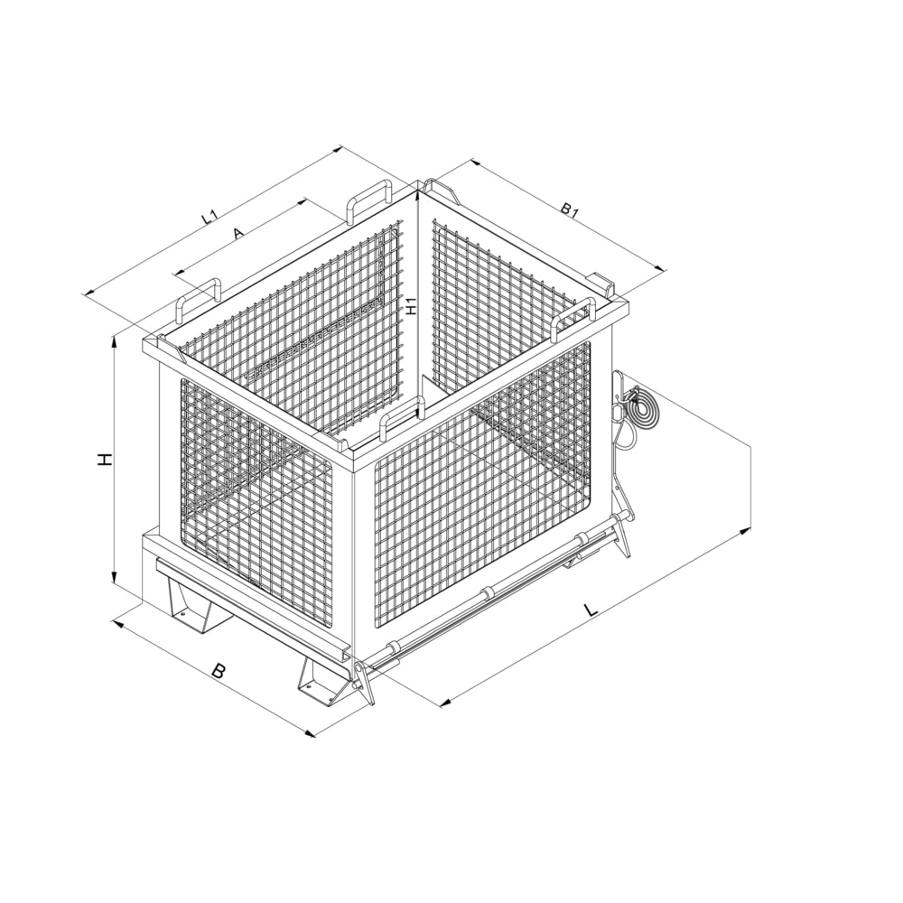 Produktabbildung Nr. 6: Eichinger® Gitter-Kippbehälter mit entriegelbarer Bodenklappe, 500 kg, 1000 Liter, reinorange