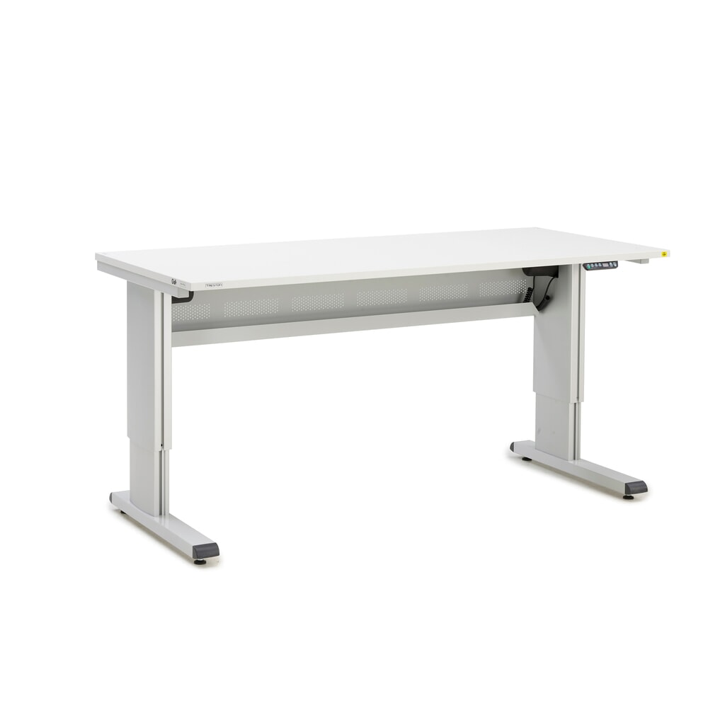 Produktabbildung: TRESTON WB-Arbeitstisch, ESD, elektrisch höhenverstellbar, BxT 1.800 x 800 mm, mit Kabelwanne