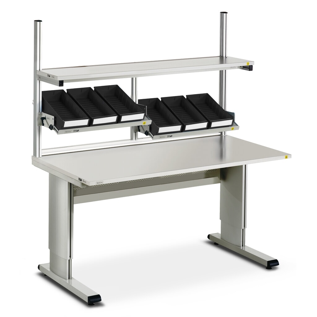 TRESTON WB-Arbeitstisch, ESD, manuell höhenverstellbar, BxT 1.800 x 800 mm Produktabbildung Nr. 4: TRESTON WB-Arbeitstisch, ESD, manuell höhenverstellbar, BxT 1.800 x 800 mm