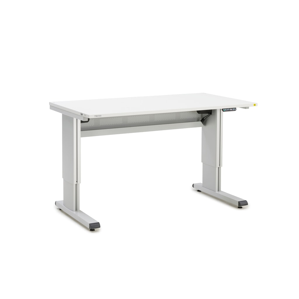 TRESTON WB-Arbeitstisch, ESD, elektrisch höhenverstellbar, BxT 1.500 x 800 mm, mit Kabelwanne Produktabbildung: TRESTON WB-Arbeitstisch, ESD, elektrisch höhenverstellbar, BxT 1.500 x 800 mm, mit Kabelwanne