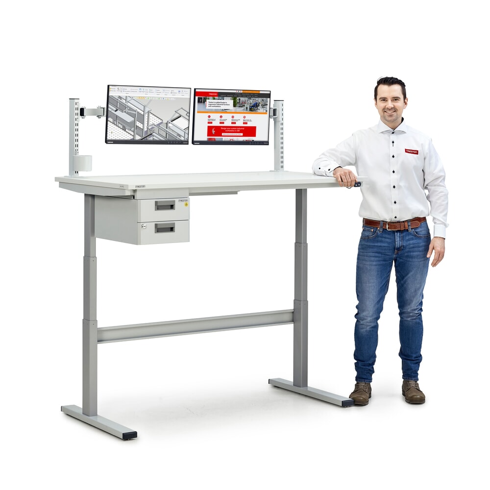 Produktabbildung Nr. 3: TRESTON TED-Arbeitstisch, ESD, elektrisch höhenverstellbar, HxBxT 630-1.270 x 1.100 x 800 mm