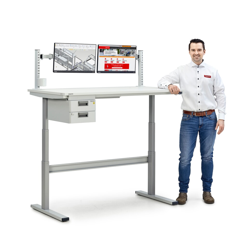Produktabbildung Nr. 3: Displayhalterung für TRESTON TED-Arbeitstisch, TK 7 kg, Armlänge 2x 200 mm