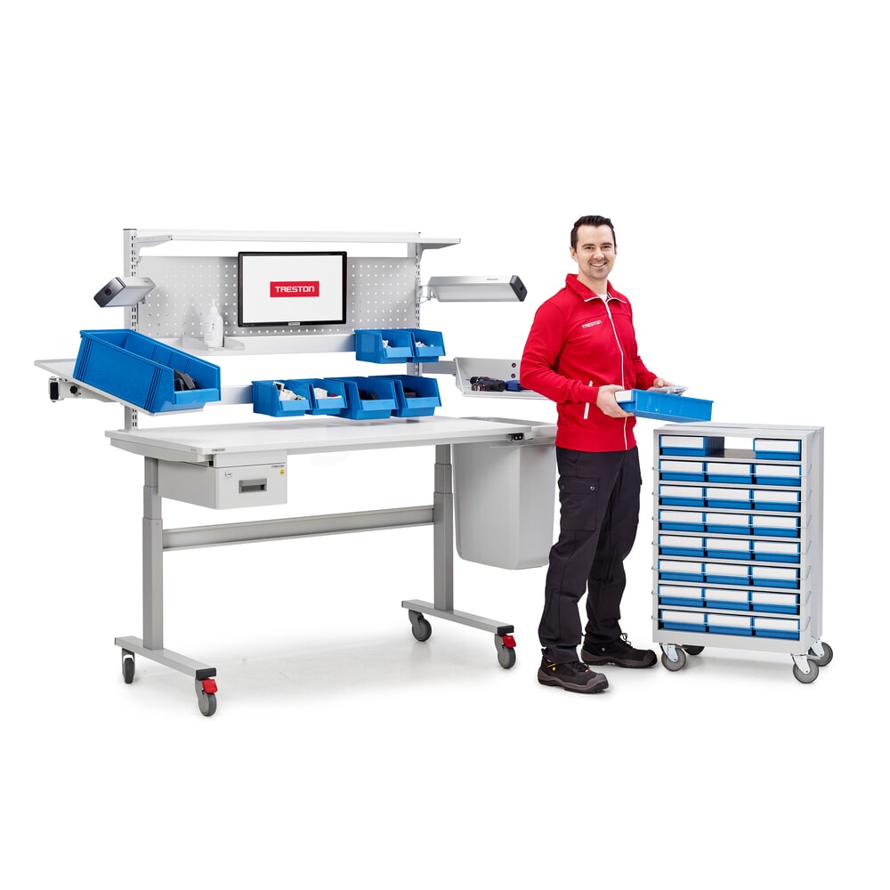 Produktabbildung Nr. 3: Rollen-Set für TRESTON Schubladenmagazine 870 x 605 x 410 mm, 4 Lenkrollen, 2 inkl. Feststeller