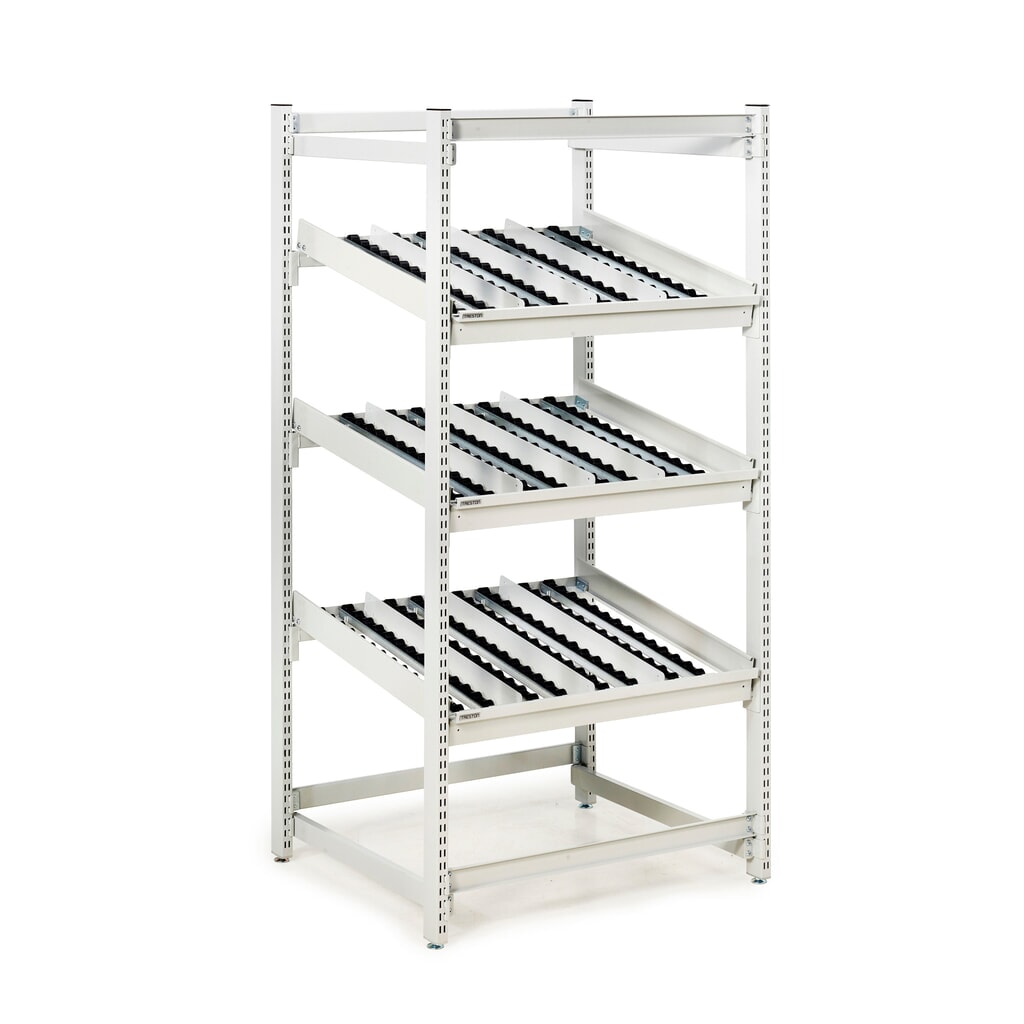 TRESTON FIFO-Regal, Fachlast 220 kg je Fachboden, ESD-Schutz, 3 Rollenebenen, HxBxT 1860 x 933 x 805 mm Produktabbildung Nr. 1: TRESTON FIFO-Regal, Fachlast 220 kg je Fachboden, ESD-Schutz, 3 Rollenebenen, HxBxT 1860 x 933 x 805 mm