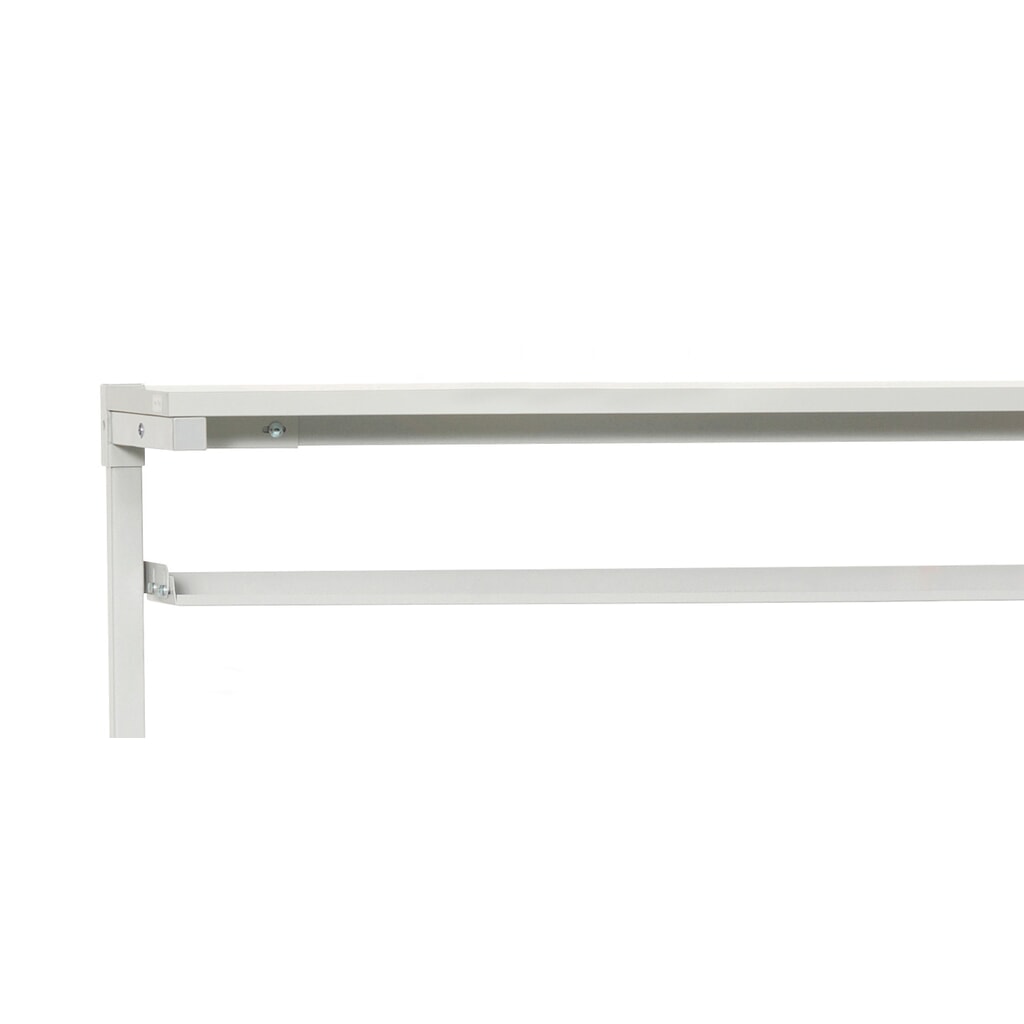 Produktabbildung: Ablagebord für TRESTON Sichtlagerkästen, BxT 1.119 x 145 mm, für Tischbreite 1.200 mm