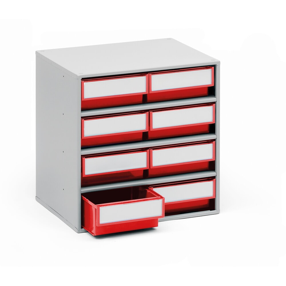 Produktabbildung: TRESTON Schubladenmagazin, 8 Schubladen, Tiefe 300 mm, rot