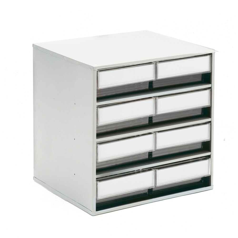 Produktabbildung: TRESTON Schubladenmagazin, 8 Schubladen, Tiefe 300 mm, glasklar