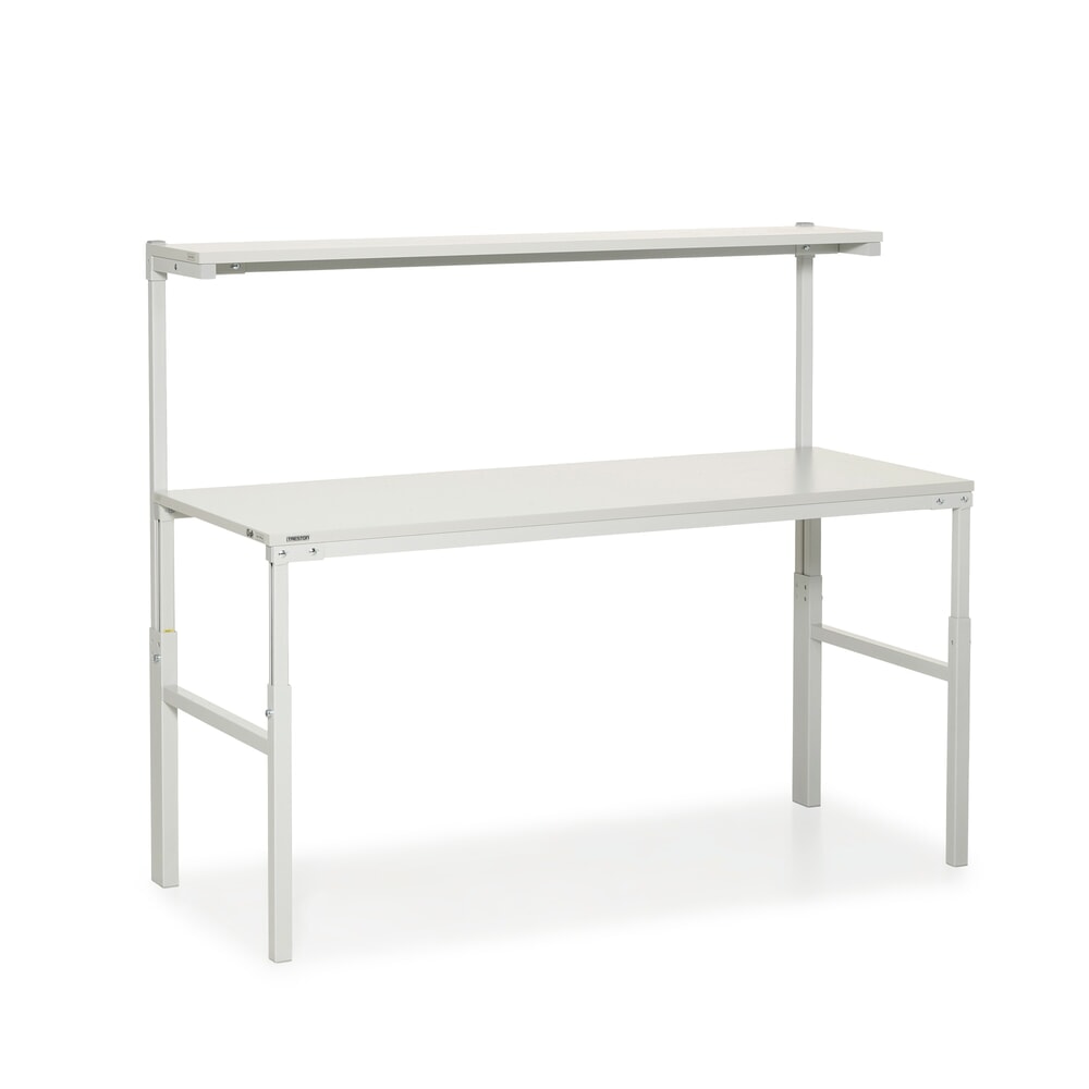 Produktabbildung: TRESTON Arbeitstisch mit Etagenbord, höhenverstellbar, TK 300 kg, BxT 1.800 x 700 mm