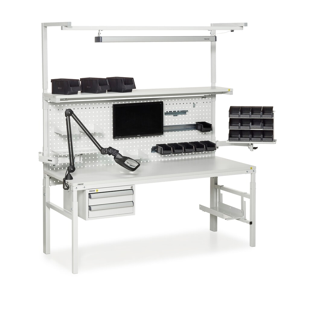 Produktabbildung Nr. 5: TRESTON TPH-Arbeitstisch mit Etagenboard, ESD, manuell höhenverstellbar, BxT 1.800 x 700 mm