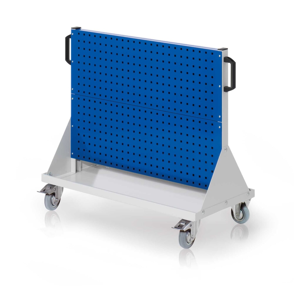 Produktabbildung: Kappes Rastermobil-Rollwagen, HxBxT 890 mm x 1000 mm x 500 mm, 4 Lochplatten, lichtgrau/enzianblau