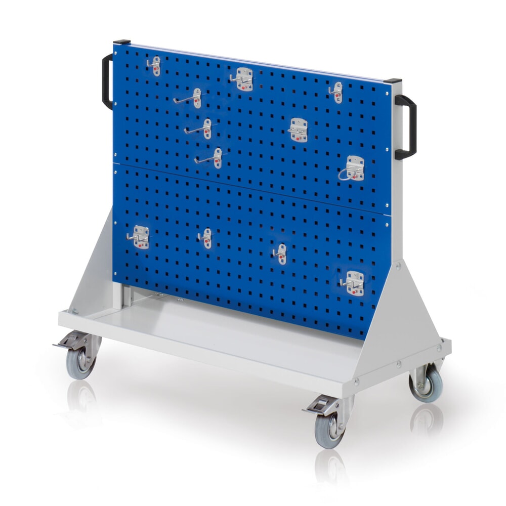 Produktabbildung: Kappes Rastermobil-Rollwagen, HxBxT 890 mm x 1000 mm x 500 mm, Werkzeughaltersortiment 12-teilig, lichtgrau/enzianblau