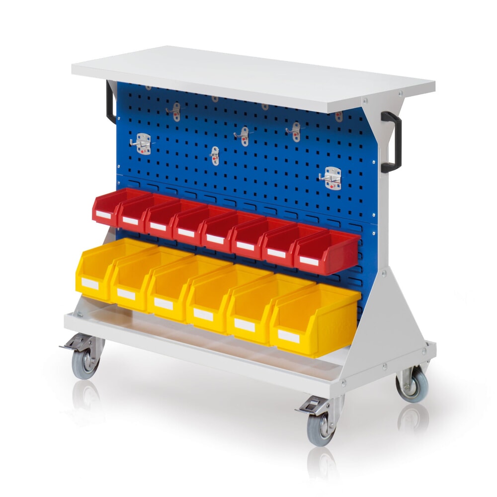Produktabbildung: Kappes Rastermobil-Rollwagen, HxBxT 930 mm x 1000 mm x 500 mm, mit Ablageboden, lichtgrau/enzianblau