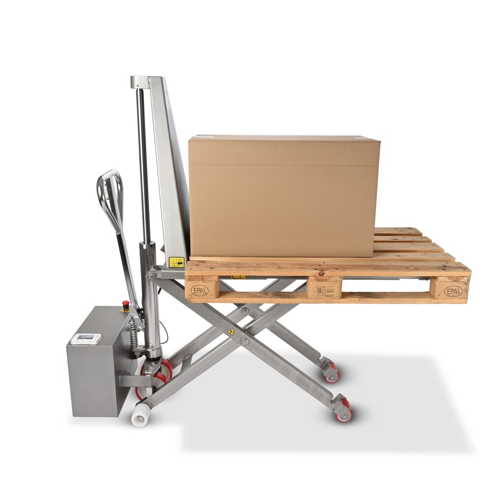 Produktabbildung Nr. 3: Edelstahl-Scherenhubwagen Ameise® PTM 1.0 Scissor INOX, Tragfähigkeit 1000 kg, elektrohydraulisch, Gabellänge 1200 mm, Nylon