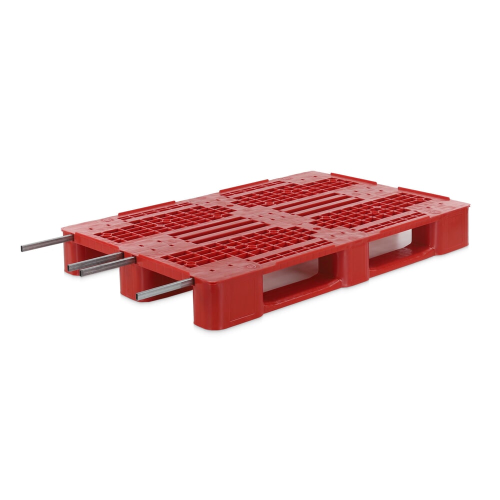 Produktabbildung: Alpha EURO-Kunststoffpalette, Polyethylen, stahlverstärkt, rot