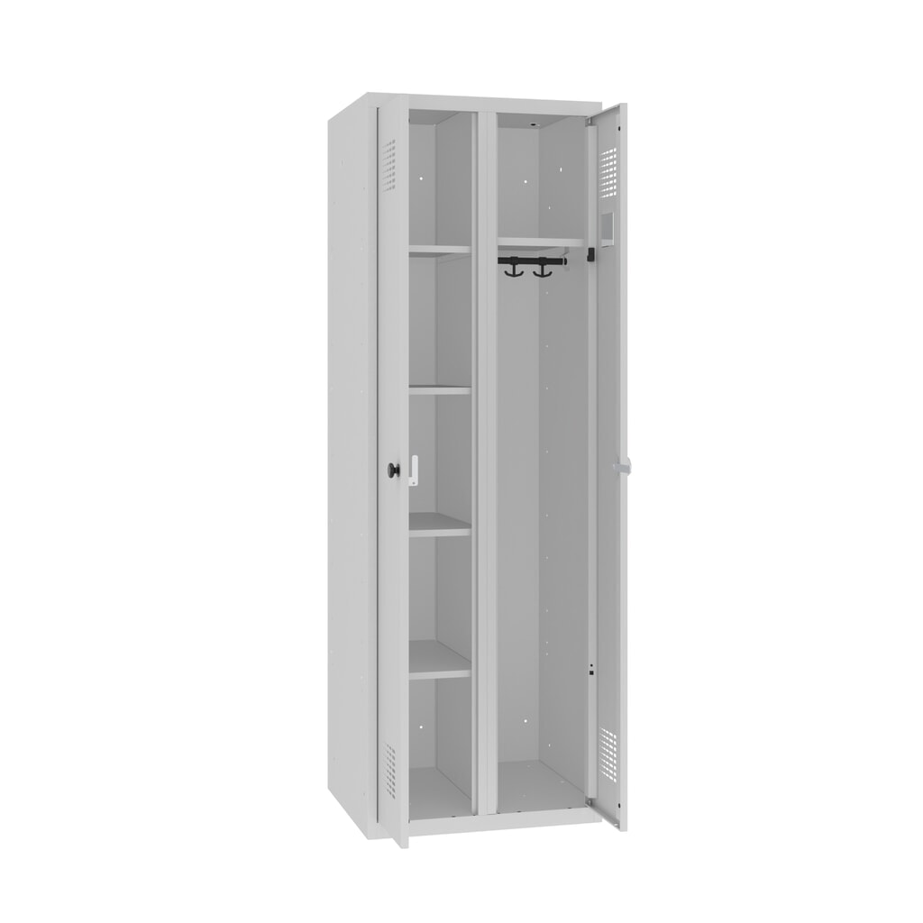 Steinbock® Kleider-/Wäschespind, 1 Abteil, Drehriegelverschluss, HxBxT 1800 x 600 x 500 mm, lichtgrau/lichtgrau Produktabbildung Nr. 1: Steinbock® Kleider-/Wäschespind, 1 Abteil, Drehriegelverschluss, HxBxT 1800 x 600 x 500 mm, lichtgrau/lichtgrau