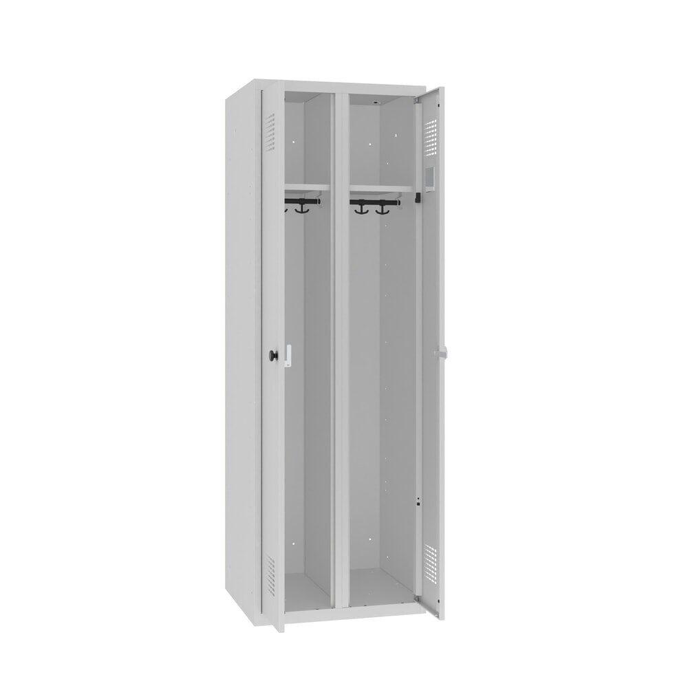 Produktabbildung Nr. 1: Steinbock® Doppelspind, 1 Abteil, Zylinderschloss, HxBxT 1800 x 600 x 500 mm, lichtgrau/lichtgrau