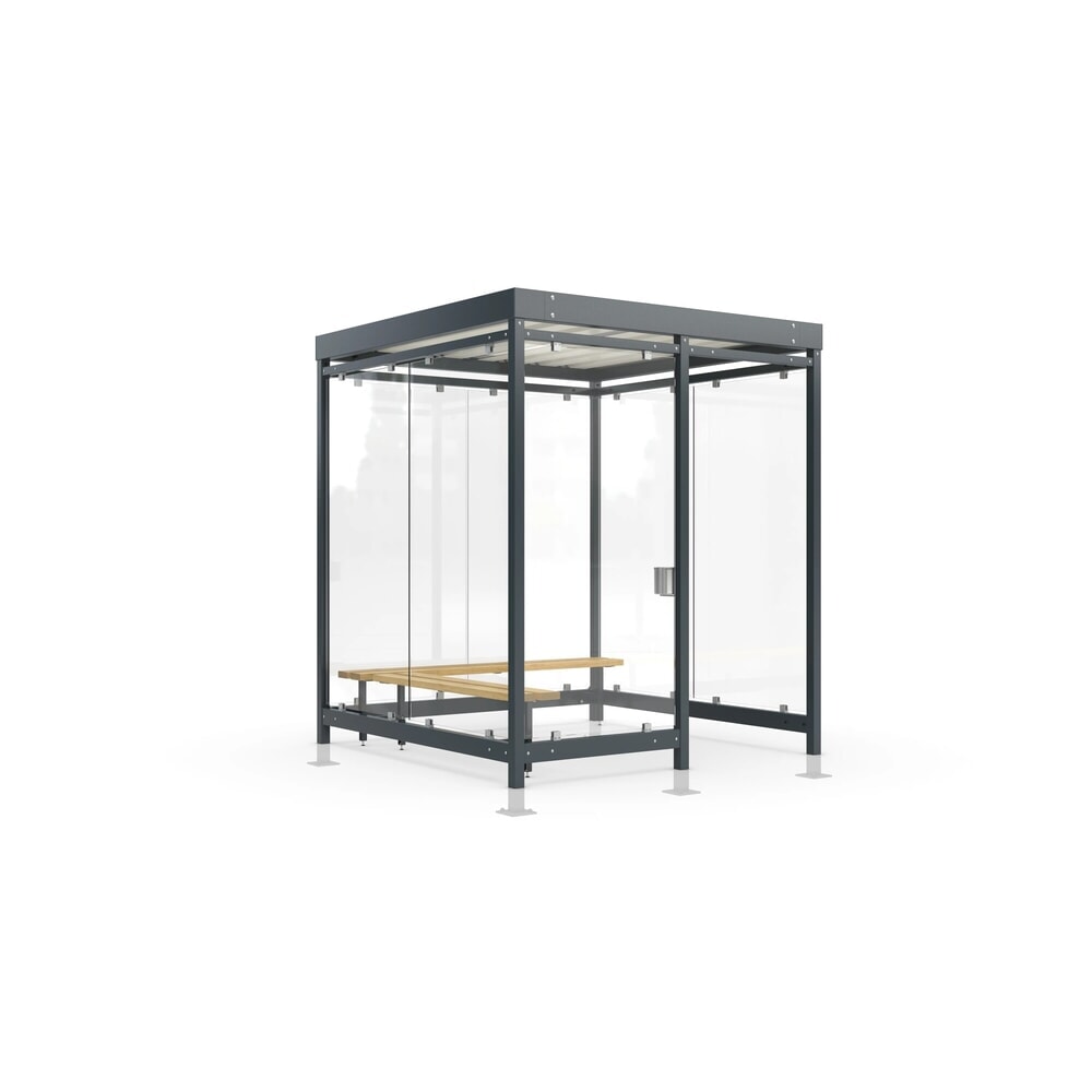 Produktabbildung: wsm® Raucherunterstand Professional Köln, ESG-Verglasung, integrierte Beleuchtung, Bausatz, HxBxT 2440 mm x 2165 mm x 2165 mm