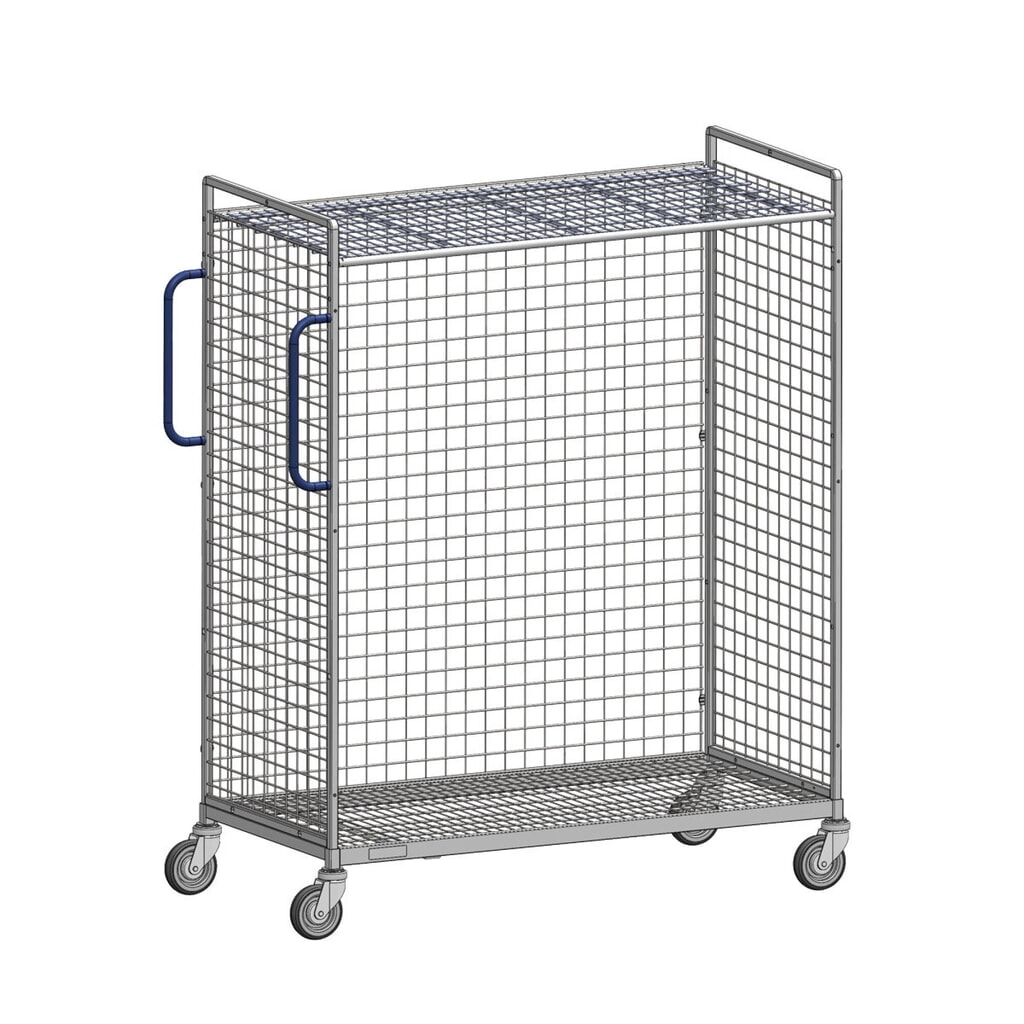 Ameise® Kommissionierwagen AK-L, 3 Gitterwände, inkl. 1 Zwischenboden, HxBxT 1.625 x 660 x 1.330 mm Produktabbildung: Ameise® Kommissionierwagen AK-L, 3 Gitterwände, inkl. 1 Zwischenboden, HxBxT 1.625 x 660 x 1.330 mm