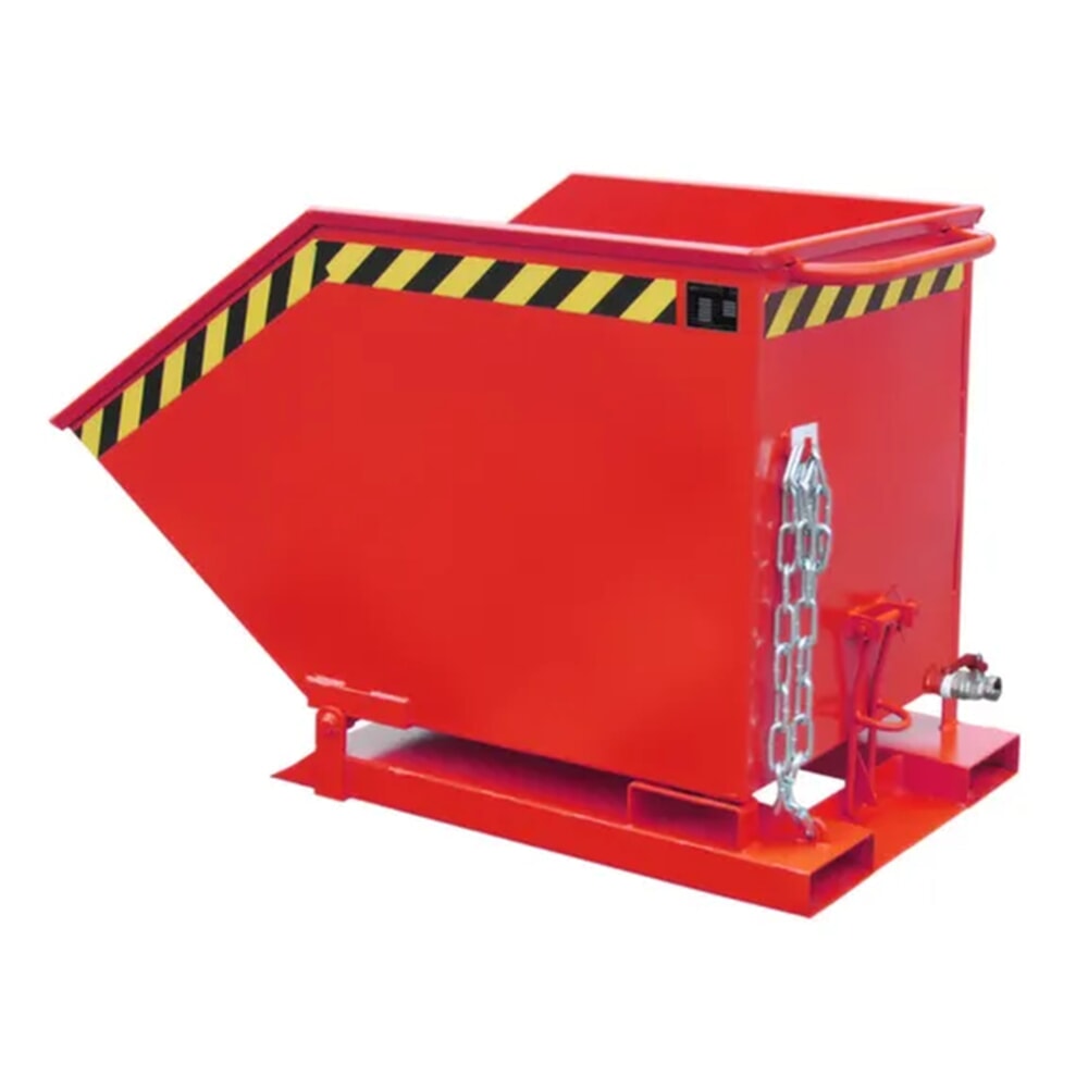 Produktabbildung: Bauer® Späne-Kippmulde, kastenförmige Mulde, lackiert, Volumen 0,25 m³, RAL 3000 feuerrot