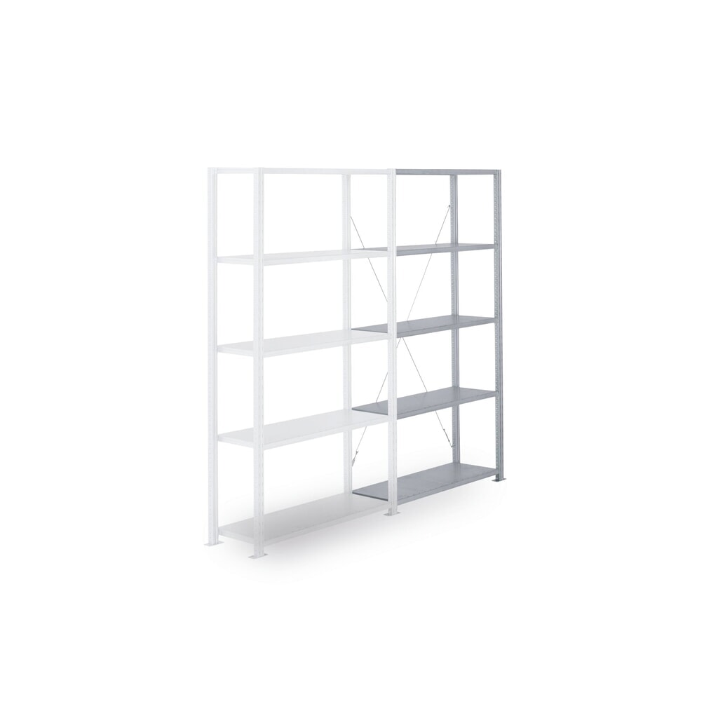 Produktabbildung: ManOrga Fachbodenregal, AF, mit Stahlpaneel-Fachböden, FL 350 kg, verzinkt, HxBxT 2.000 x 1.000 x 400 mm