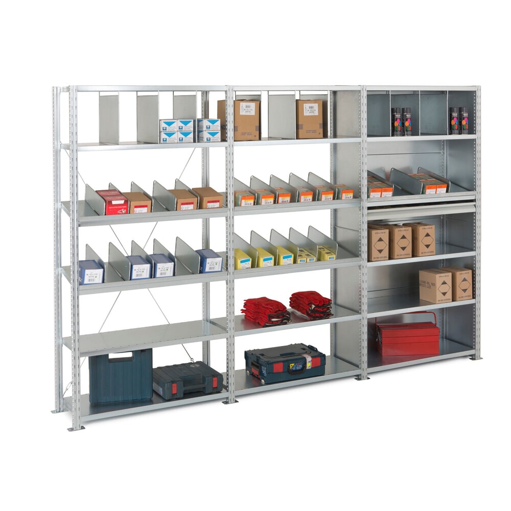 Produktabbildung Nr. 8: ManOrga Fachbodenregal, AF, mit Stahlpaneel-Fachböden, FL 255 kg, verzinkt, HxBxT 2.500 x 1.300 x 300 mm
