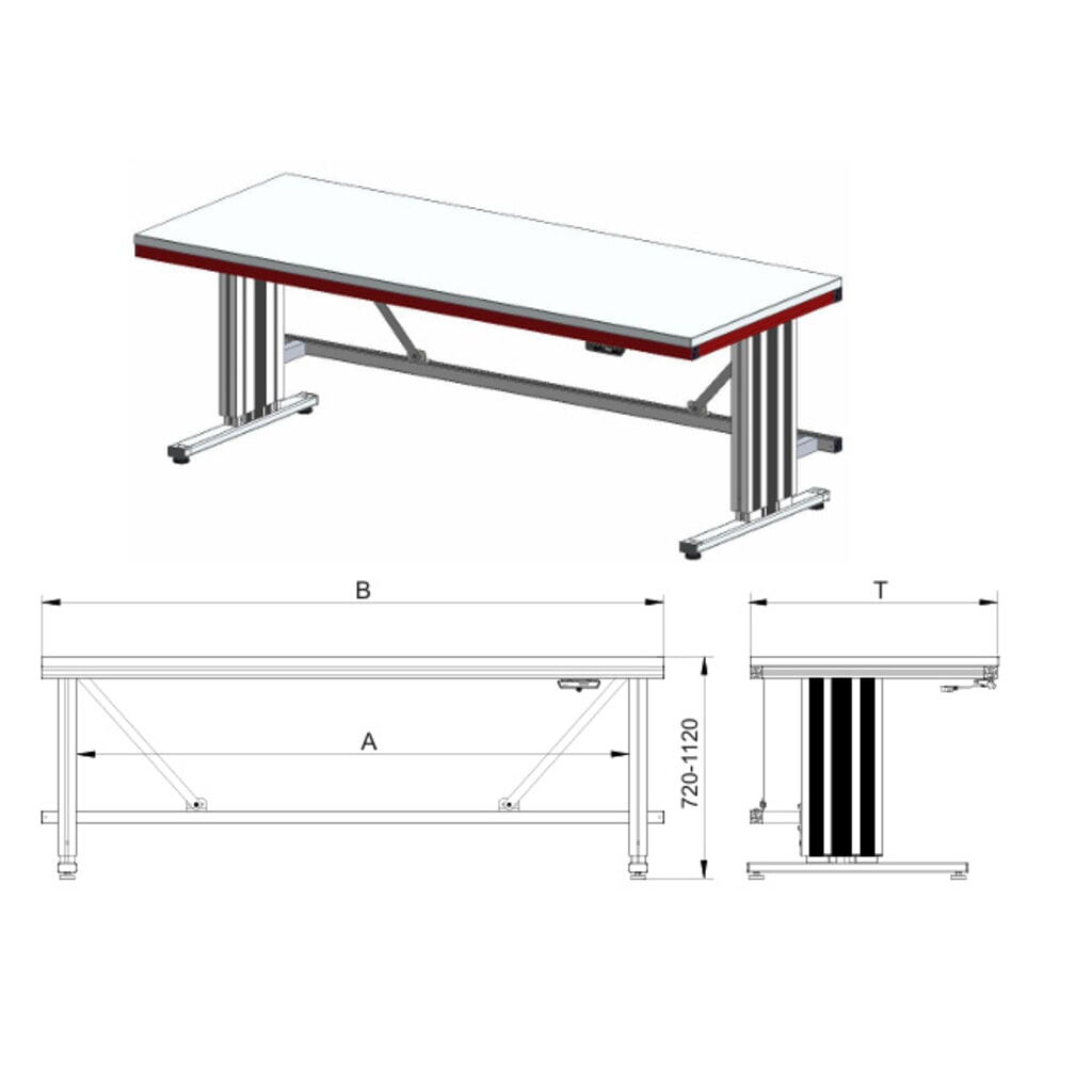Rocholz Höhenverstellbarer Packtisch SYSTEM FLEX, elektrisch, HxBxT 720–1120 mm x 1200 mm x 800 mm Produktabbildung Nr. 2: Rocholz Höhenverstellbarer Packtisch SYSTEM FLEX, elektrisch, HxBxT 720–1120 mm x 1200 mm x 800 mm