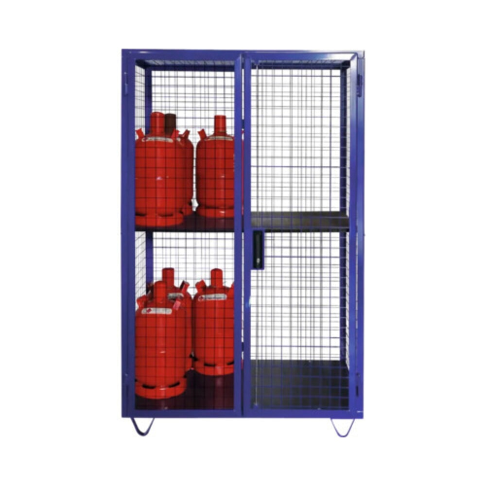 Produktabbildung Nr. 2: Gasflaschen-Gitterschrank, Doppelflügeltür, Sockelfüße, HxBxT 1.970 x 1.250 x 800 mm