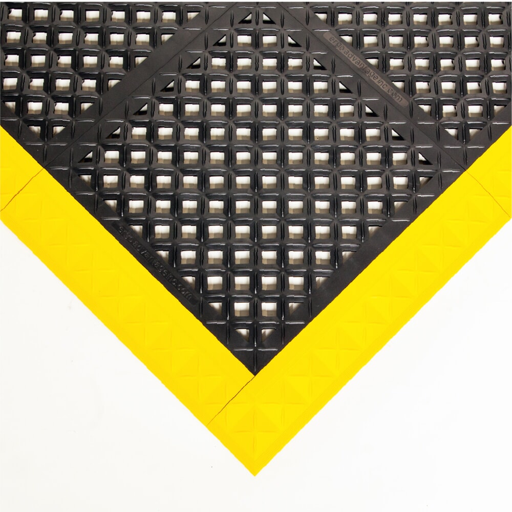 Produktabbildung: REBOURNE® Anti-Ermüdungsmatte H2, hochbelastbar, gelochte Oberfläche, Arbeitsplatz-Set mit 4 Randleisten, BxL 1120 mm x 1120 mm