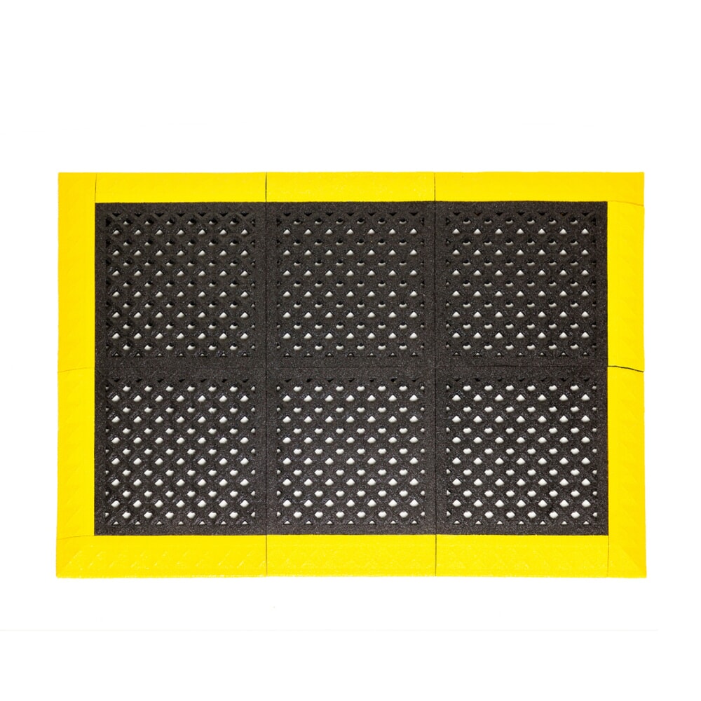 Produktabbildung: REBOURNE® Anti-Ermüdungsmatte H4, Antirutsch, gelochte Oberfläche, Arbeitsplatz-Set mit 4 Randleisten, BxL 1120 mm x 1120 mm