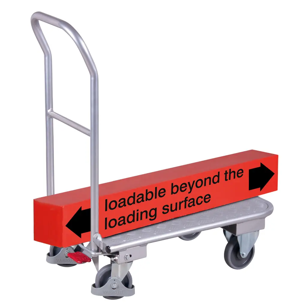 Produktabbildung: VARIOfit® Aluminium-Klappwagen mit Riffelblech-Ladefläche, EasySTOP®-Bremssystem, HxBxT 950 mm x 815 mm x 450 mm, Ladefläche geriffelt