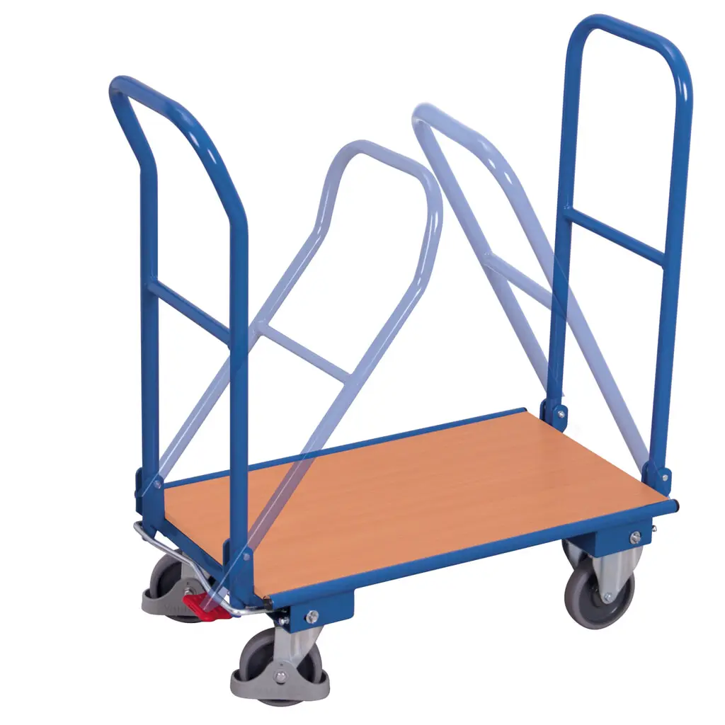 Produktabbildung: VARIOfit® Klappwagen, 2 Bügel, EasySTOP®-Bremssystem, HxBxT 940 mm x 850 mm x 450 mm, enzianblau