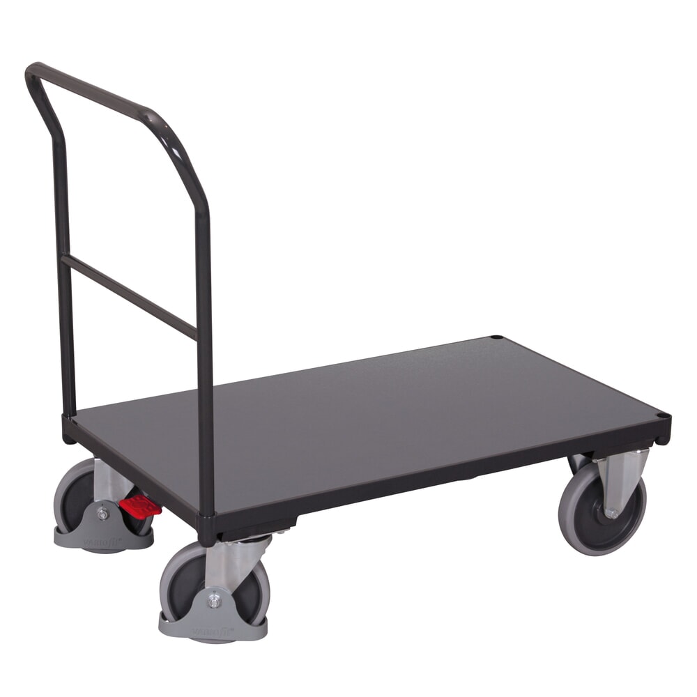 Produktabbildung Nr. 1: VARIOfit® Schiebebügel-Magazinwagen, Holzwerkstoff-Ladefläche, EasySTOP®-Bremssystem, HxBxT 975 mm x 975 mm x 500 mm, anthrazitgrau
