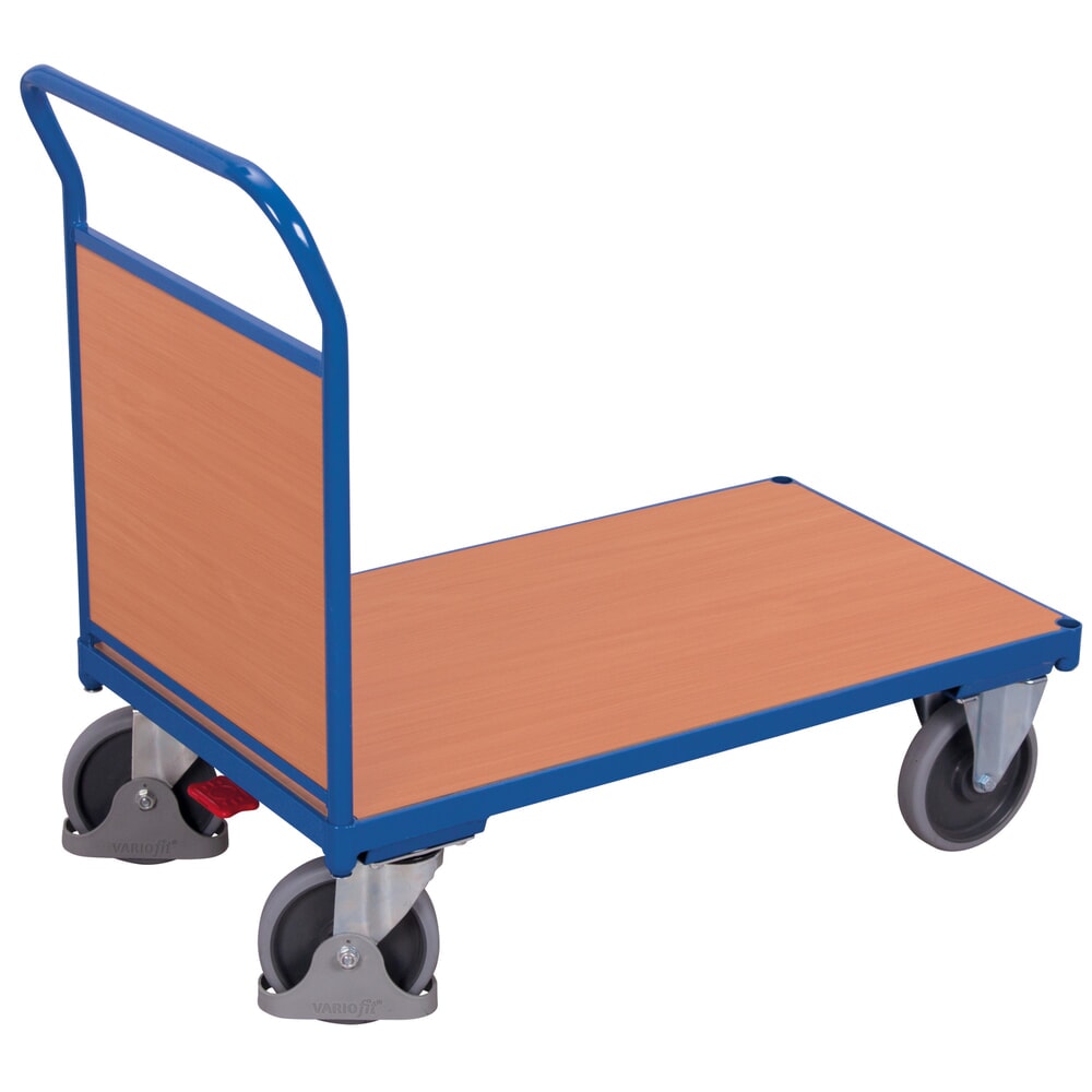 Produktabbildung Nr. 1: VARIOfit® Stirnwand-Magazinwagen, Holzwerkstoff-Ladefläche, HxBxT 975 mm x 975 mm x 500 mm, enzianblau