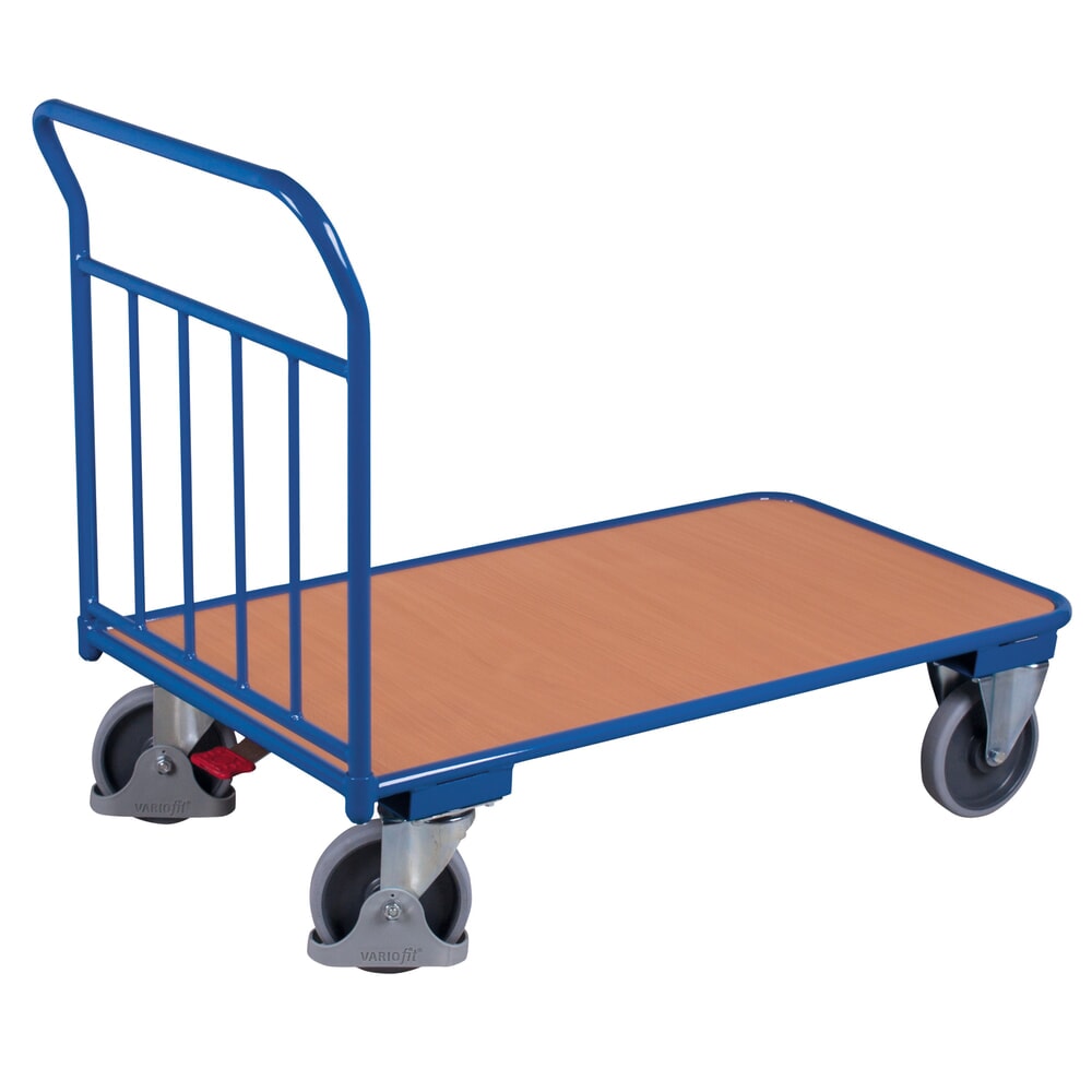 Produktabbildung Nr. 1: VARIOfit® Schiebebügel-Magazinwagen, senkrechte Rohre, HxBxT 990 mm x 950 mm x 500 mm, enzianblau