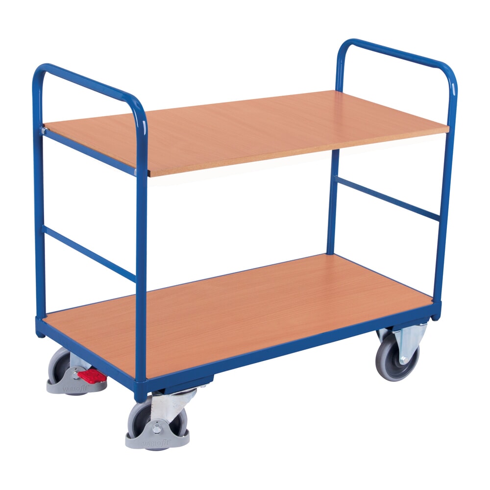 Produktabbildung Nr. 1: VARIOfit® Tischwagen, 2 Böden, HxBxT 990 mm x 910 mm x 500 mm, enzianblau