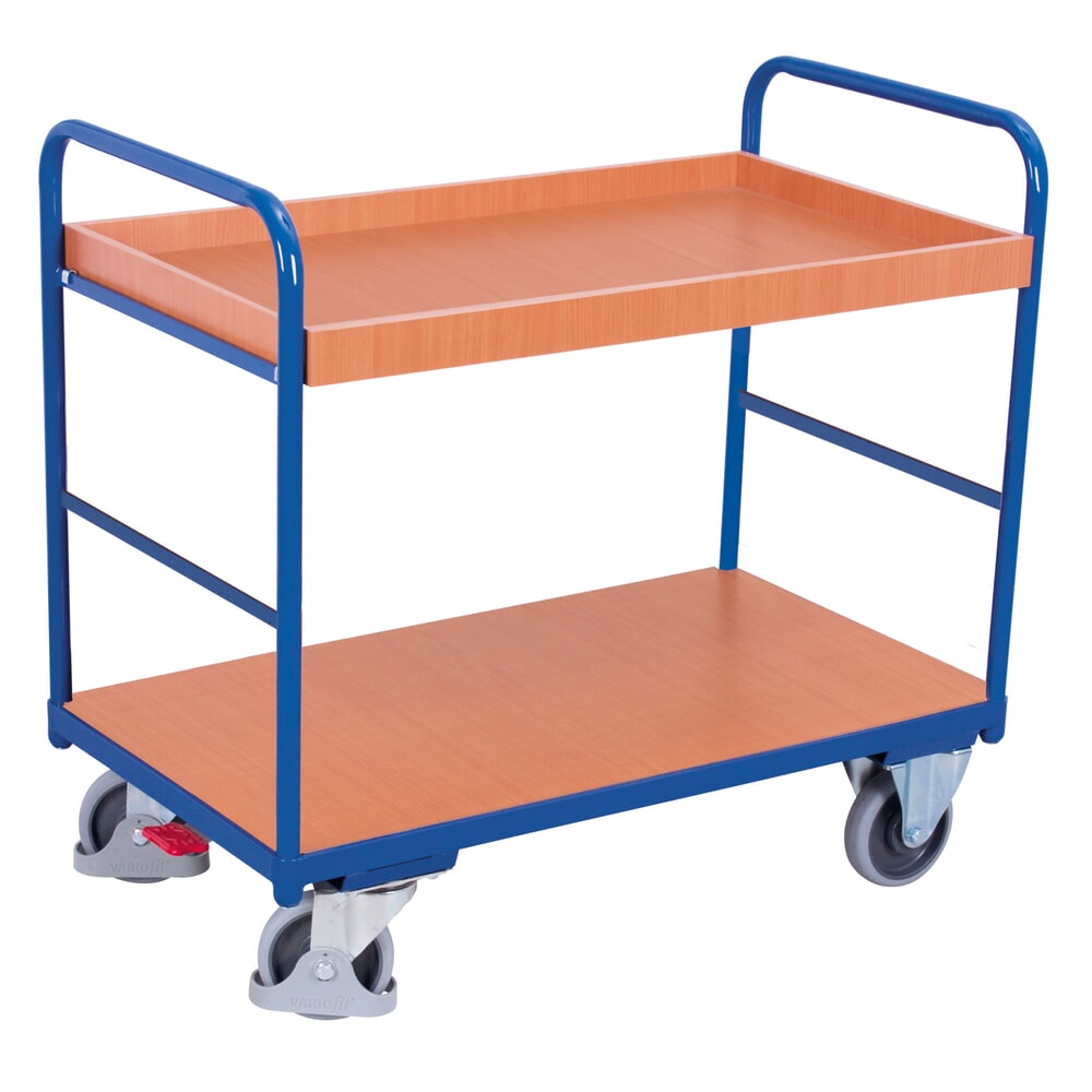 Produktabbildung: VARIOfit® Tischwagen, 1 Boden, 1 Tablett, HxBxT 990 mm x 910 mm x 500 mm, enzianblau