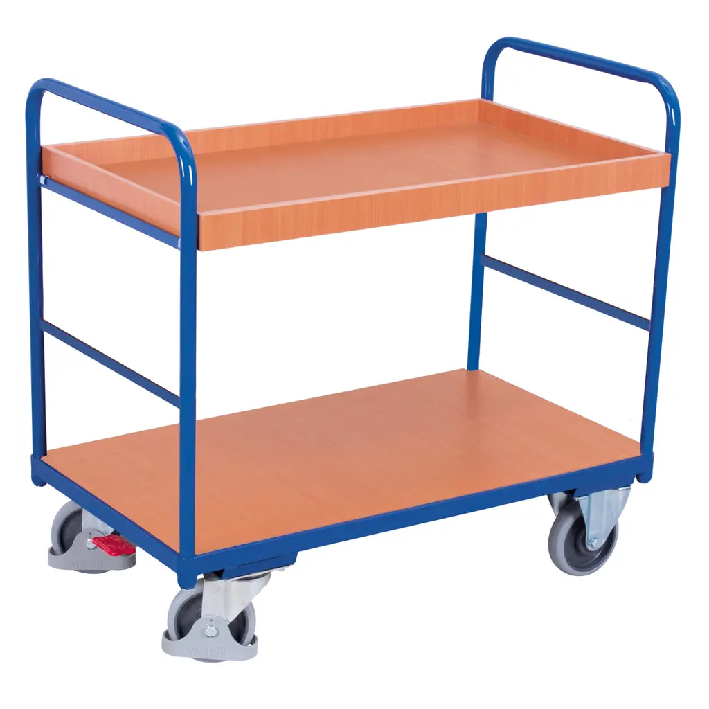 Produktabbildung: VARIOfit® Tischwagen, 1 Boden, 1 Tablett, HxBxT 990 mm x 910 mm x 500 mm, enzianblau