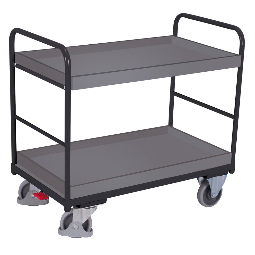 Produktabbildung: VARIOfit® Tischwagen, 2 Tabletts, HxBxT 990 mm x 910 mm x 500 mm, anthrazitgrau