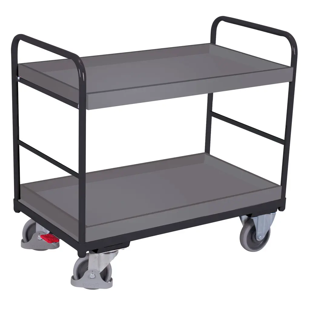 VARIOfit® Tischwagen, 2 Tabletts, HxBxT 990 mm x 910 mm x 500 mm, anthrazitgrau Produktabbildung: VARIOfit® Tischwagen, 2 Tabletts, HxBxT 990 mm x 910 mm x 500 mm, anthrazitgrau