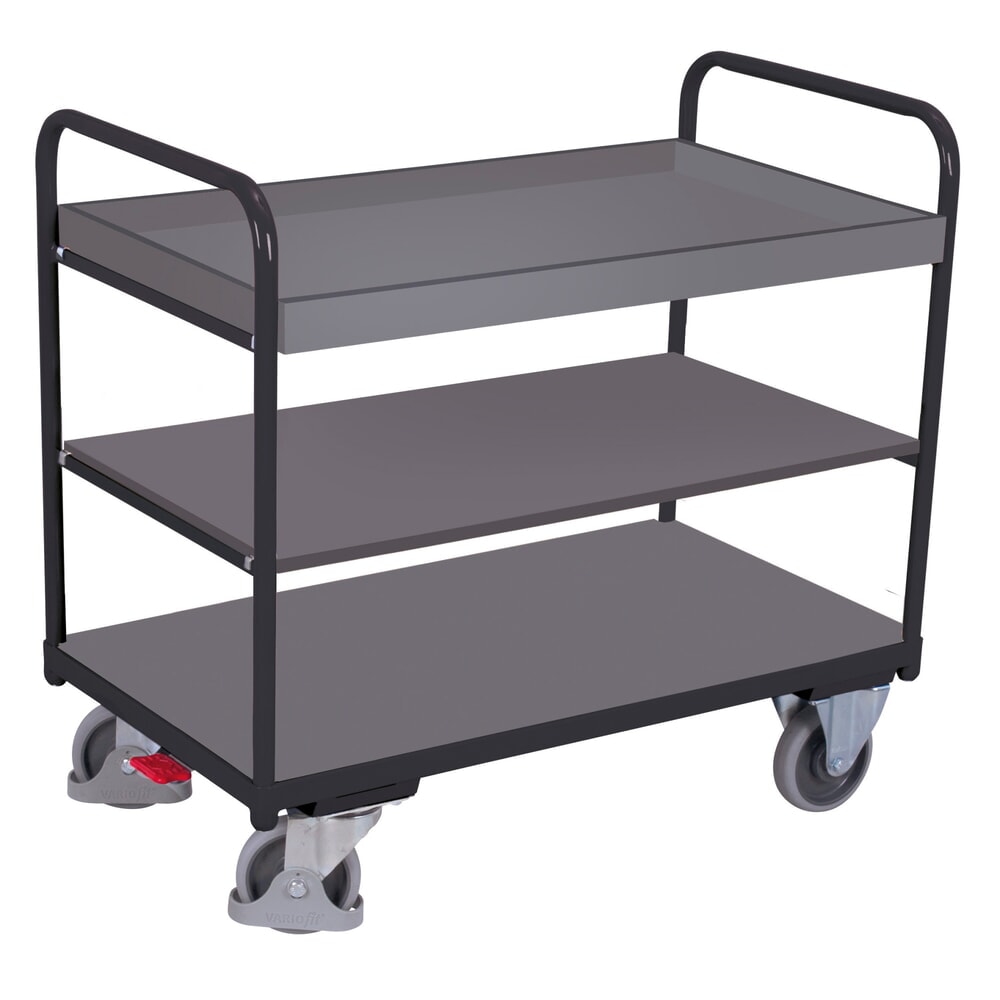 Produktabbildung: VARIOfit® Tischwagen, 2 Böden, 1 Tablett, HxBxT 990 mm x 910 mm x 500 mm, anthrazitgrau