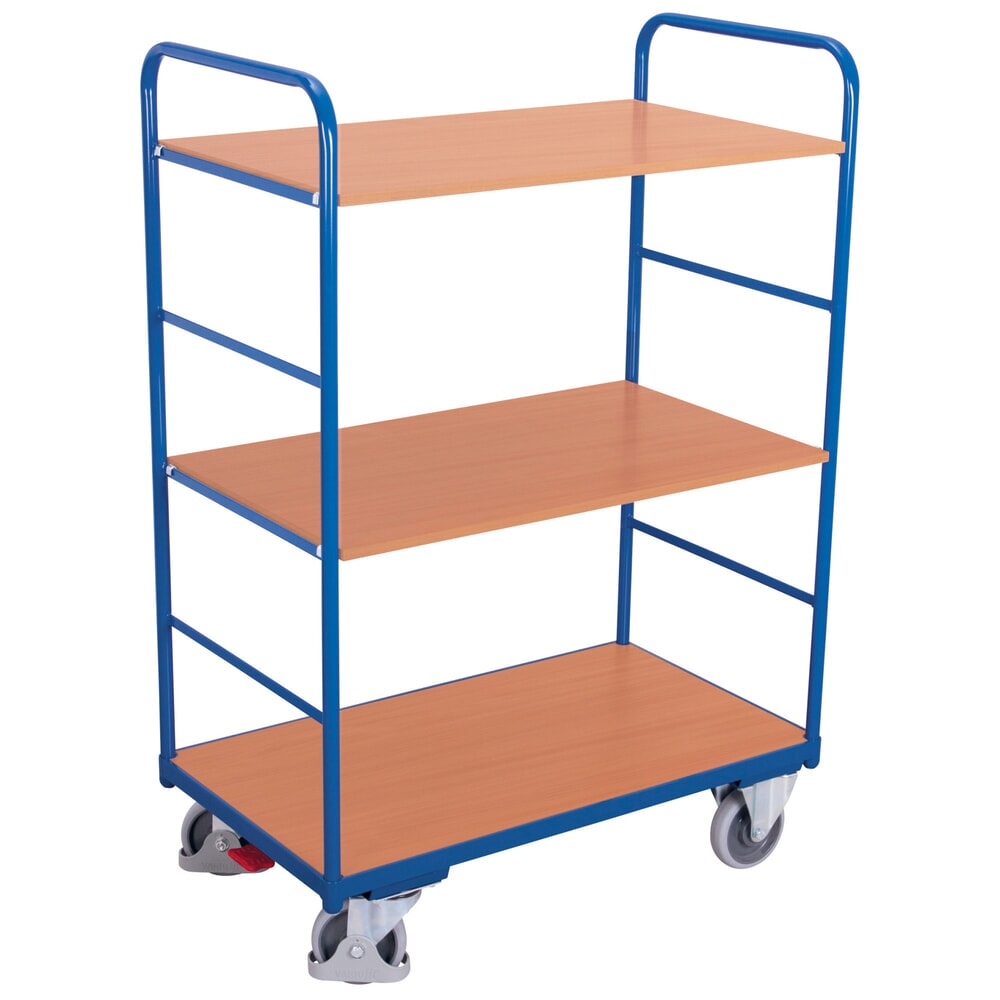 Produktabbildung Nr. 1: VARIOfit® Etagenwagen, Stahlrohr-Konstruktion mit Holzwerkstoff-Platte, 2 Etagen, HxBxT 1530 mm x 910 mm x 500 mm, enzianblau